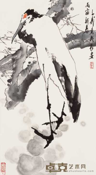 王子武 丙寅（1986年）作 鹤 立轴 94×51.5cm